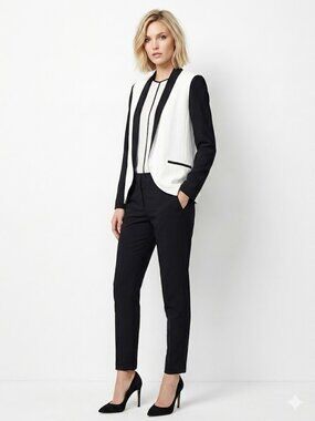 🔴Forever 21 | Black Sleeves White Tux Contrast Blazer | Size M